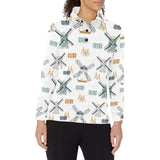 windmill pattern Women's Long Sleeve Polo Shirt