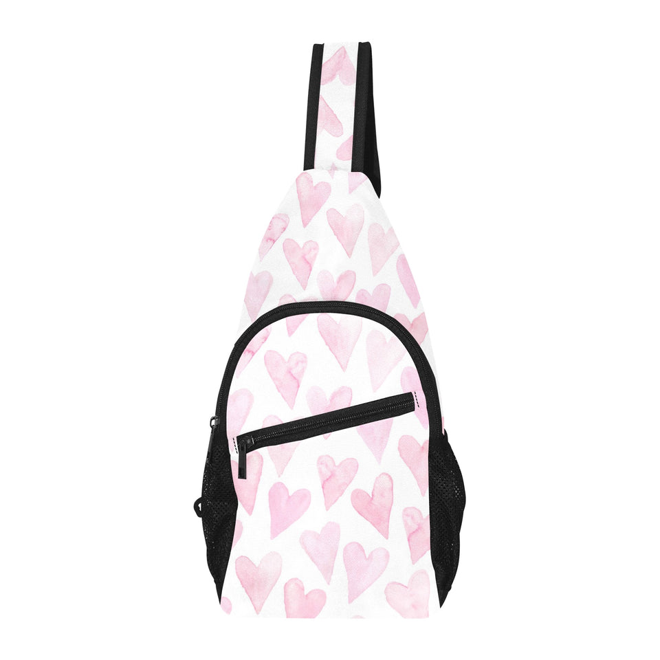 Watercolor pink heart pattern All Over Print Chest Bag