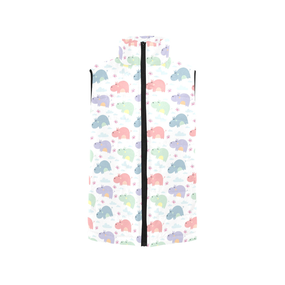 Hippopotamus Pattern Print Design 03 Women's Padded Vest