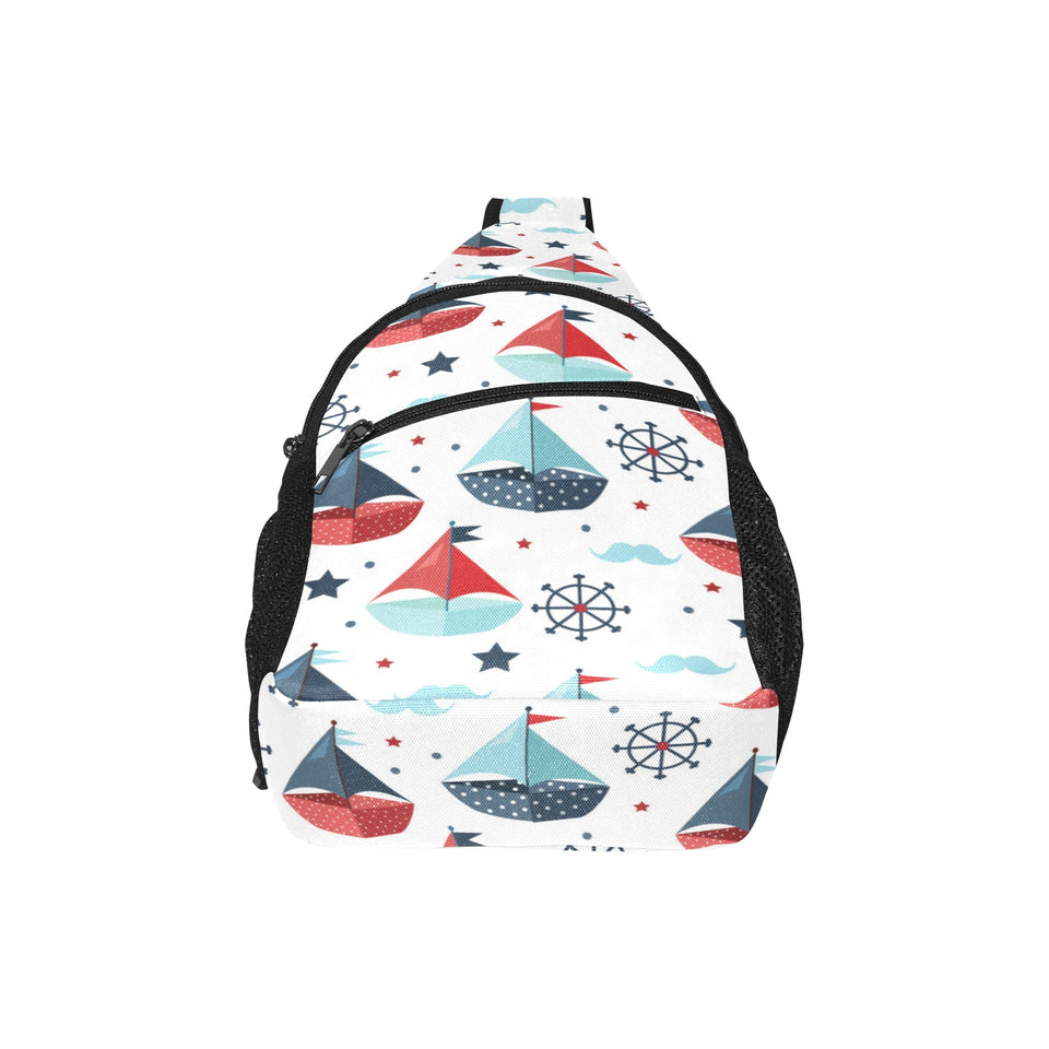 Cute color paper sailboat pattern All Over Print Chest Bag