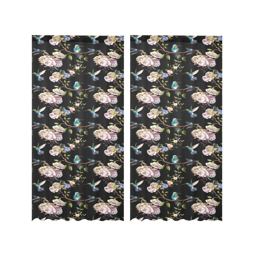 Hummingbird Pattern Print Design 03 Gauze Curtain