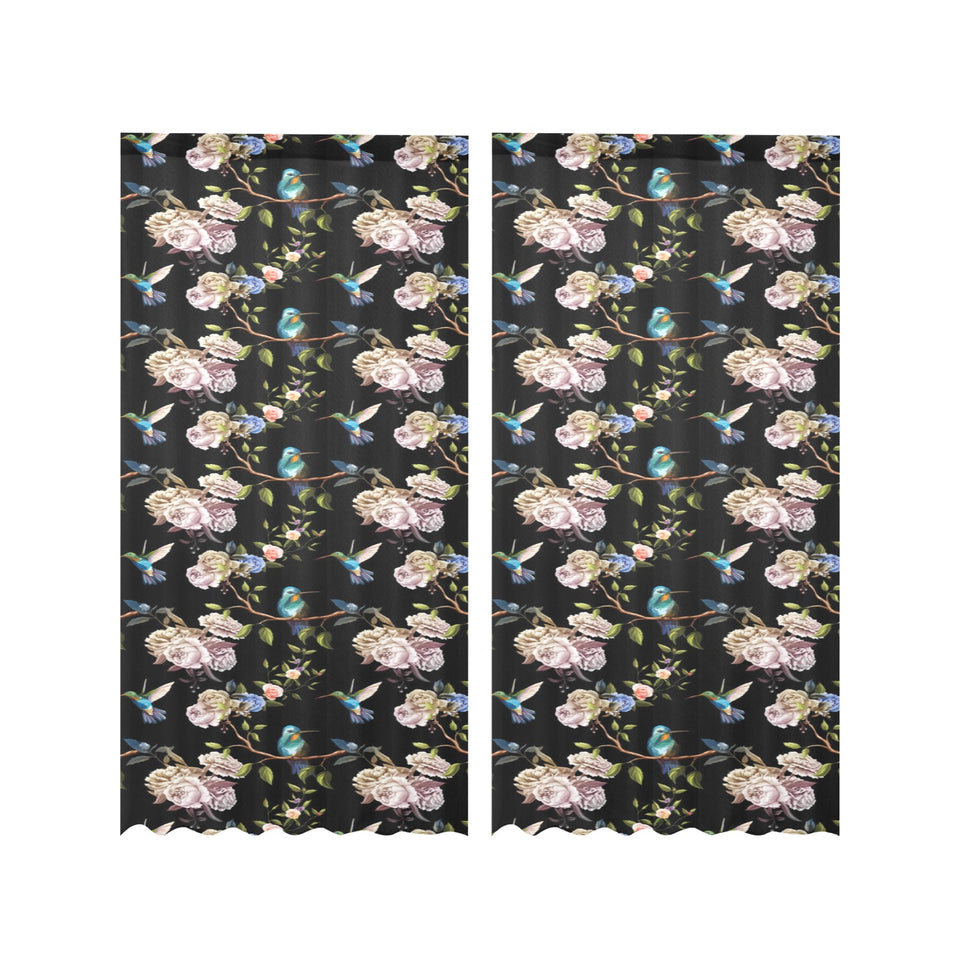 Hummingbird Pattern Print Design 03 Gauze Curtain