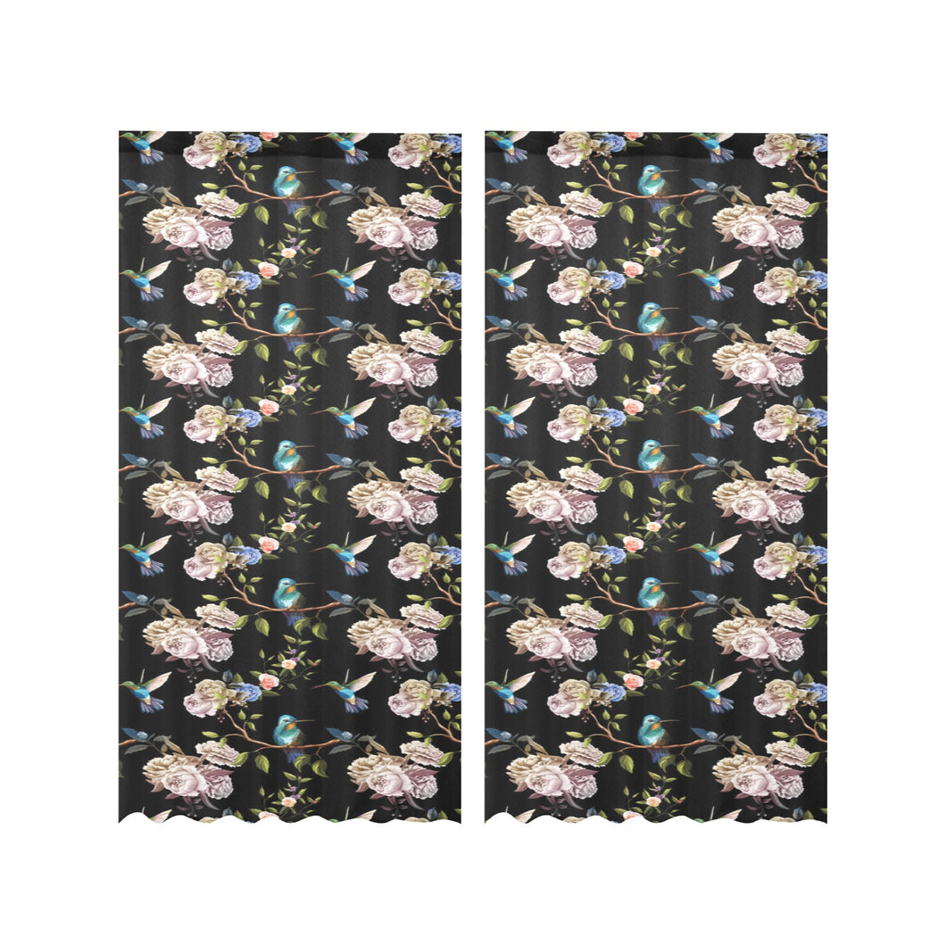 Hummingbird Pattern Print Design 03 Gauze Curtain