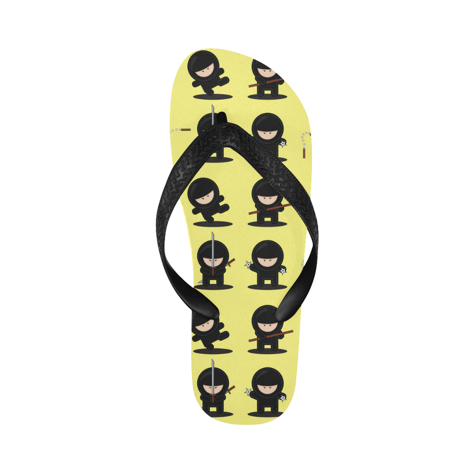 Cute ninja yellow background Unisex Flip Flops