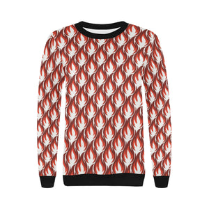 Fire flame symbol design pattern Women's Crew Neck Sweatshirt