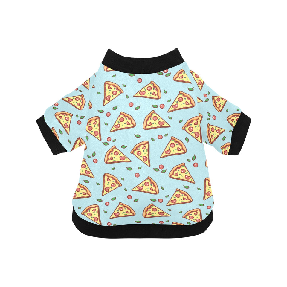 Hand drawn pizza blue background All Over Print Pet Dog Round Neck Fuzzy Shirt