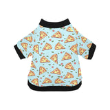 Hand drawn pizza blue background All Over Print Pet Dog Round Neck Fuzzy Shirt