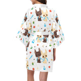 Cute Chihuahua dog pattern Women's Short Kimono Robe