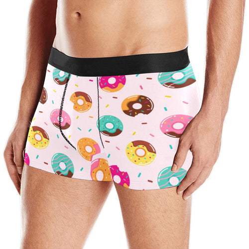 Donut pattern glaze pink background Men's All Over Print Boxer Briefs Men's Underwear
