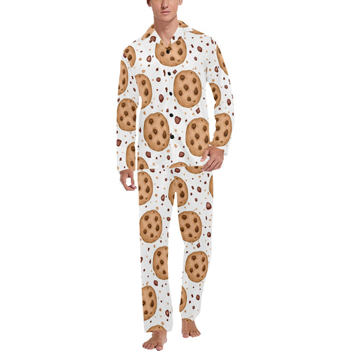 chocolate chip cookie pattern Men's Long Pajama Set