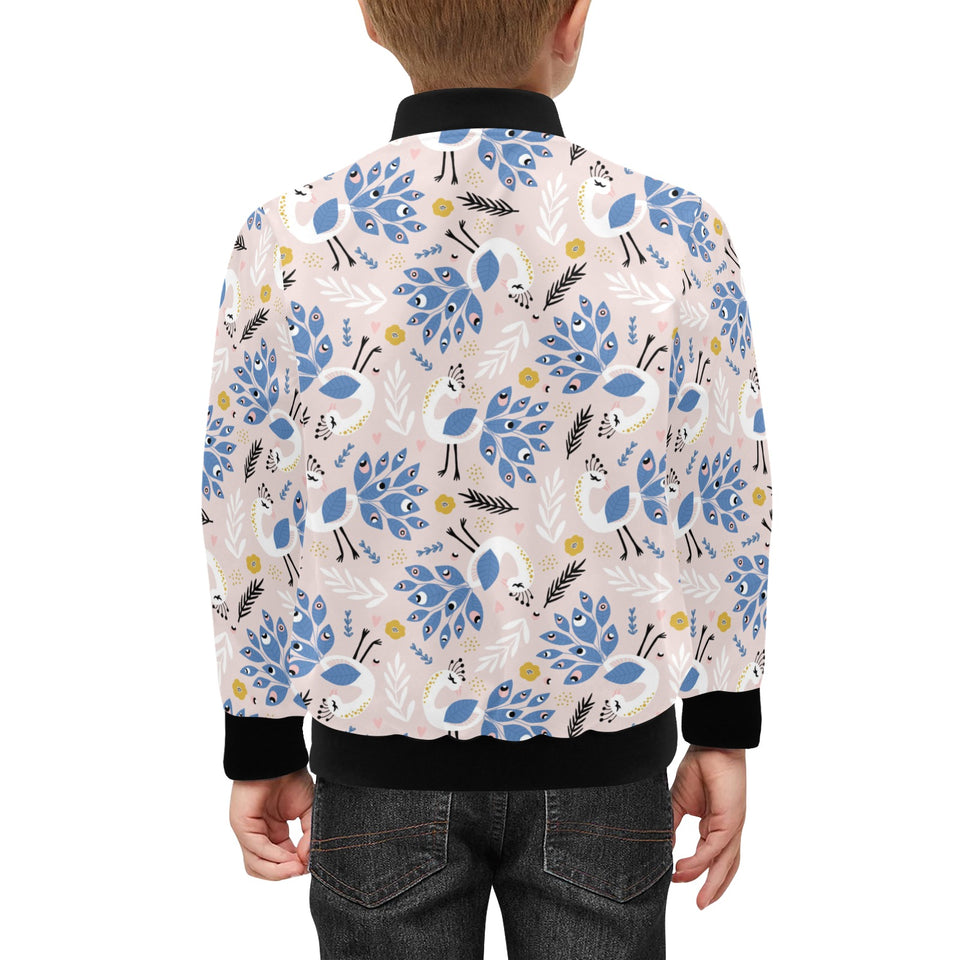Cute peacock pattern Kids' Boys' Girls' Bomber Jacket