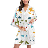 Airplane star cloud colorful Women's Short Kimono Robe