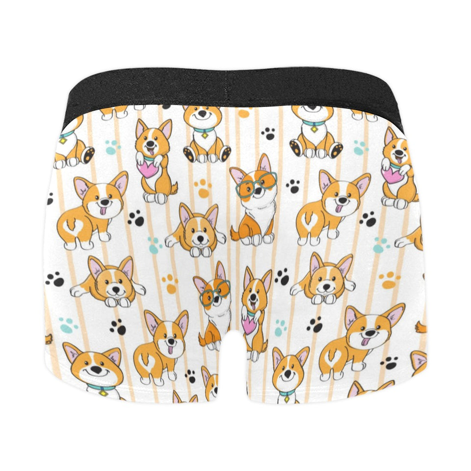 Cute dog corgi striped background pattern Men's All Over Print Boxer Briefs Men's Underwear
