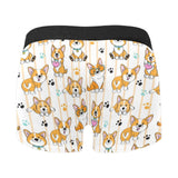 Cute dog corgi striped background pattern Men's All Over Print Boxer Briefs Men's Underwear