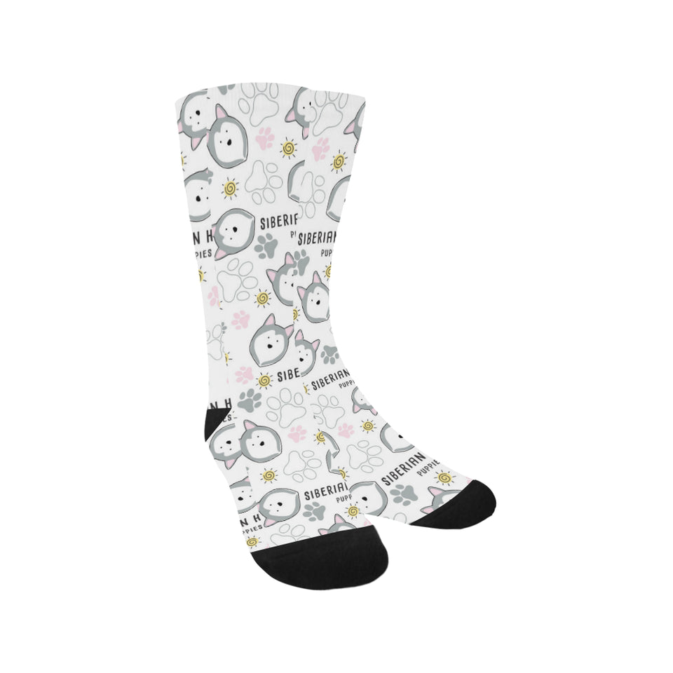 Siberian Husky design pattern Crew Socks