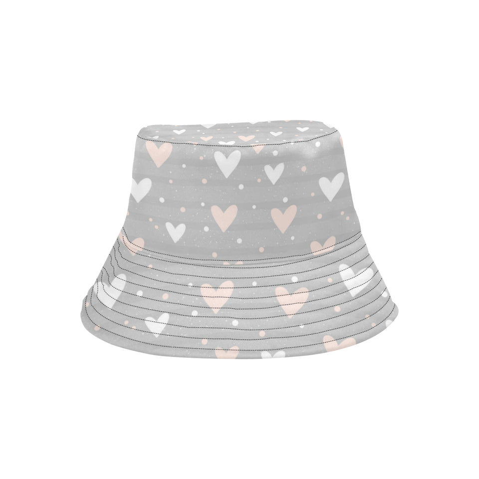 Heart pattern gray background Unisex Bucket Hat