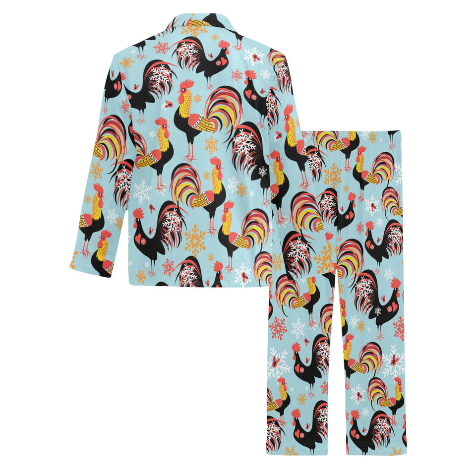 Rooster chicken cock snowfalke Men's Long Pajama Set
