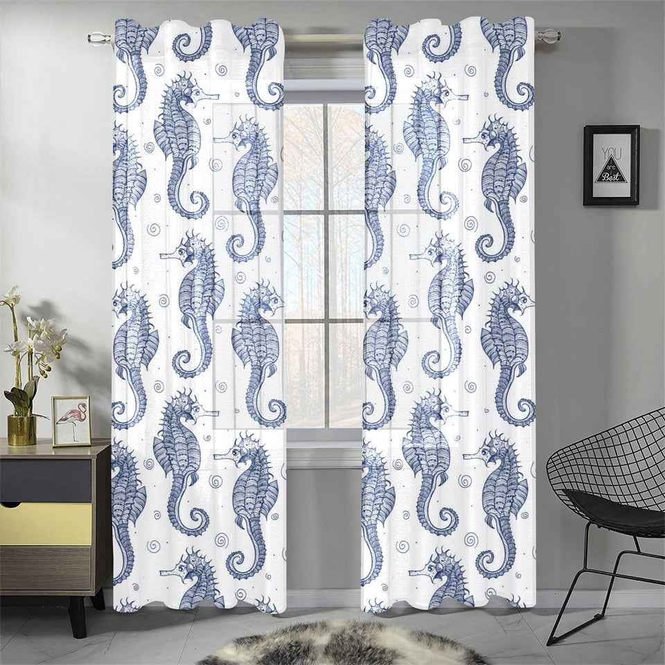Seahorse pattern background Gauze Curtain