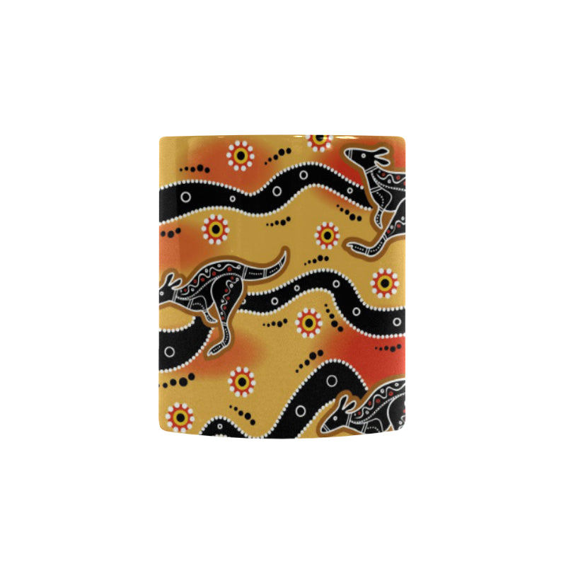 Kangaroo Australian aboriginal art pattern Morphing Mug Heat Changing Mug
