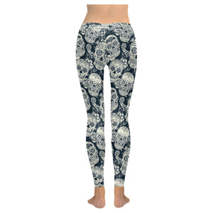 Sugar skull black white pattern Women's Legging Fulfilled In US