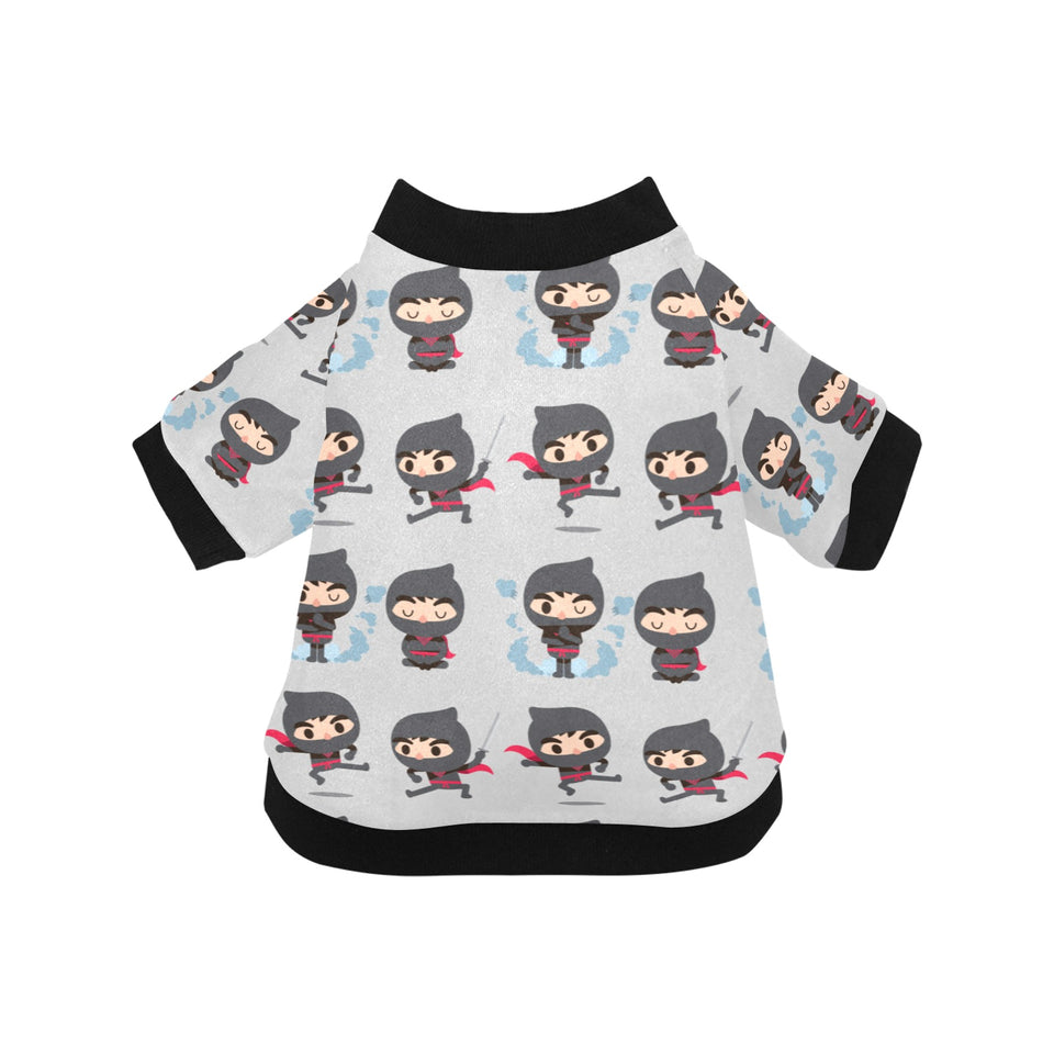 Cute ninja pattern All Over Print Pet Dog Round Neck Fuzzy Shirt
