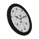 Black Gray Cream coral ginkgo leaves pattern Elegant Black Wall Clock