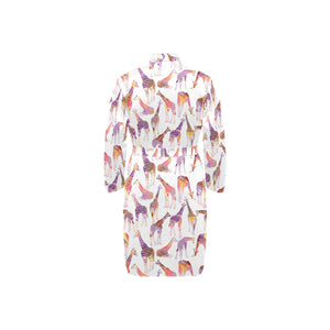 Giraffe Pattern Print Design 02 Men's Long Sleeve Belted Night Robe