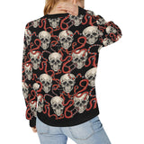 Red snake skull pattern Women's Crew Neck Sweatshirt