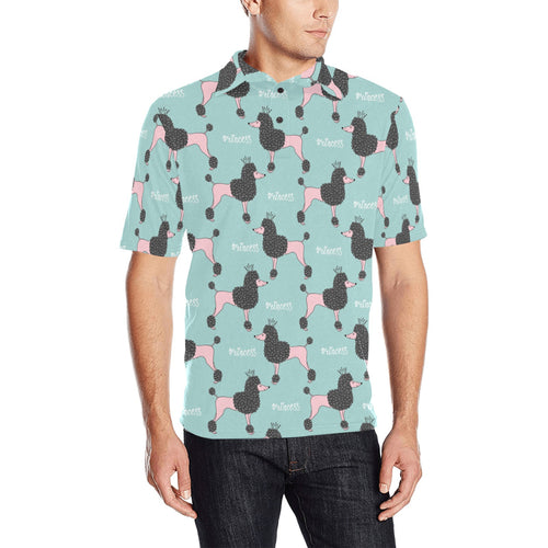 poodle dog green background Men's All Over Print Polo Shirt