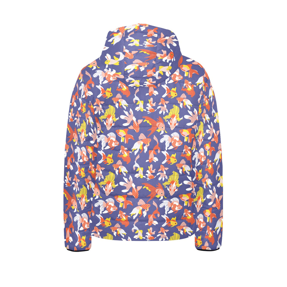 Goldfish Pattern Print Design 04 Kids' Boys' Girls' Padded Hooded Jacket