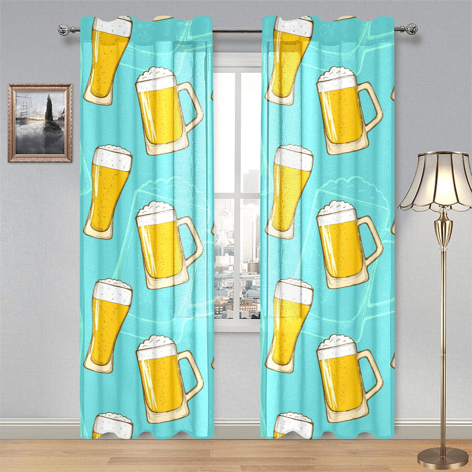 Beer pattern green background Gauze Curtain
