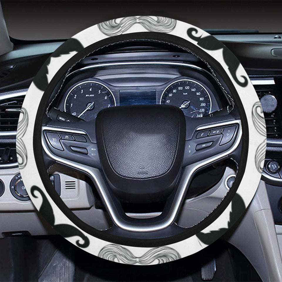 Mustache Beard Pattern Print Design 04 Car Steering Wheel Cover