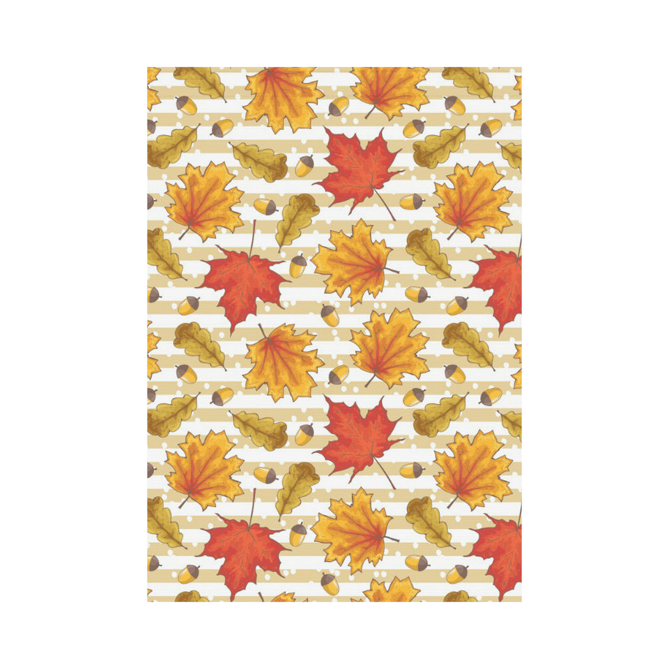 Maple leaf oak leaf acorns beige striped backgroun House Flag Garden Flag