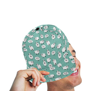 Cute sheep green background All Over Print Snapback Cap