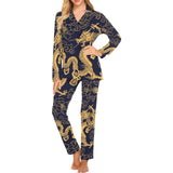 Gold dragon pattern Women's Long Pajama Set