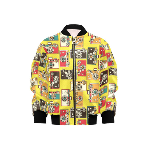 Camera Pattern Print Design 02 Kids' Boys' Girls' Bomber Jacket