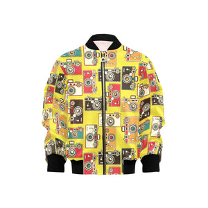Camera Pattern Print Design 02 Kids' Boys' Girls' Bomber Jacket