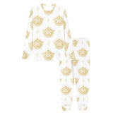 Gold Ornamental lotue waterlily symbol pattern Women's All Over Print Pajama Set