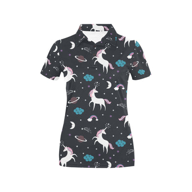 unicorn rainbows moon clound star pattern Women's All Over Print Polo Shirt