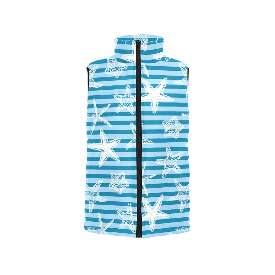 Starfish blue blackground Women's Padded Vest