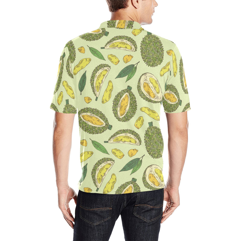 Durian leaves pattern background Men's All Over Print Polo Shirt