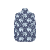 Elephant tribal design pattern Women's Long Sleeve Polo Shirt