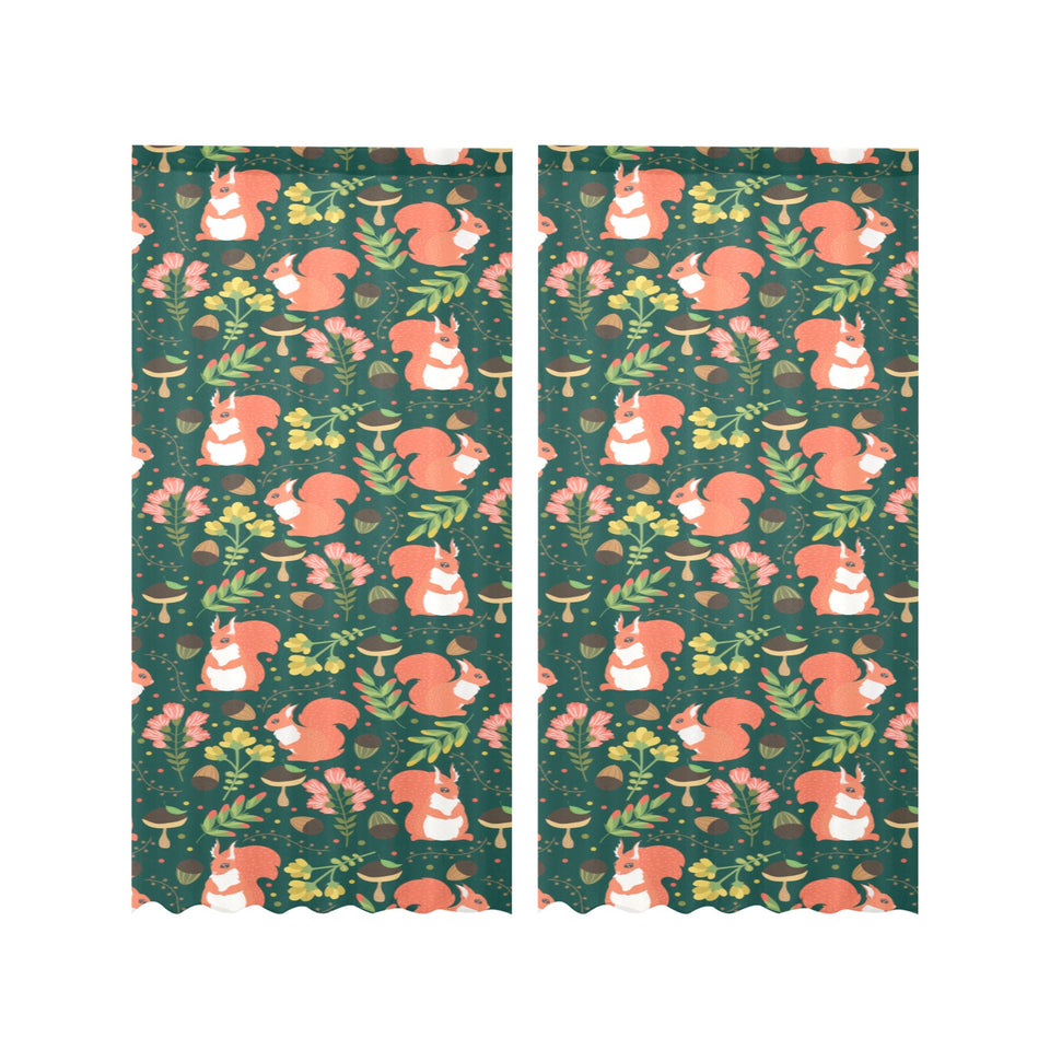 Squirrel Pattern Print Design 03 Gauze Curtain