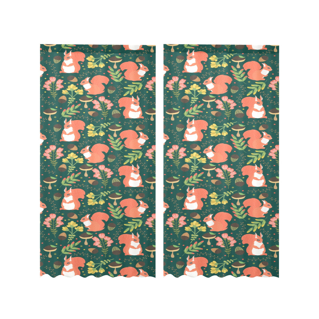 Squirrel Pattern Print Design 03 Gauze Curtain