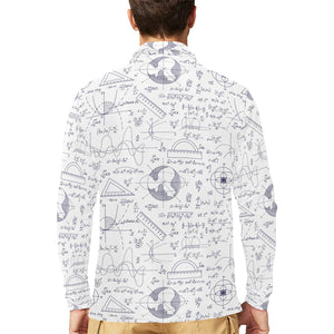 Math Pattern Print Design 03 Men's Long Sleeve Polo Shirt