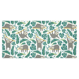 Cute sloths tropical palm leaves white background Tablecloth