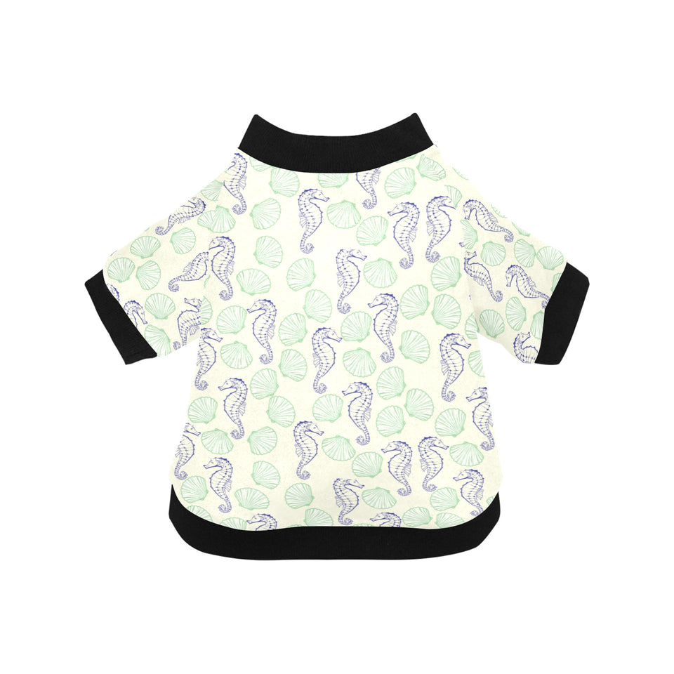 Seahorse shell pattern All Over Print Pet Dog Round Neck Fuzzy Shirt
