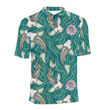 Koi Fish Carp Fish lotus pattern Men's All Over Print Polo Shirt