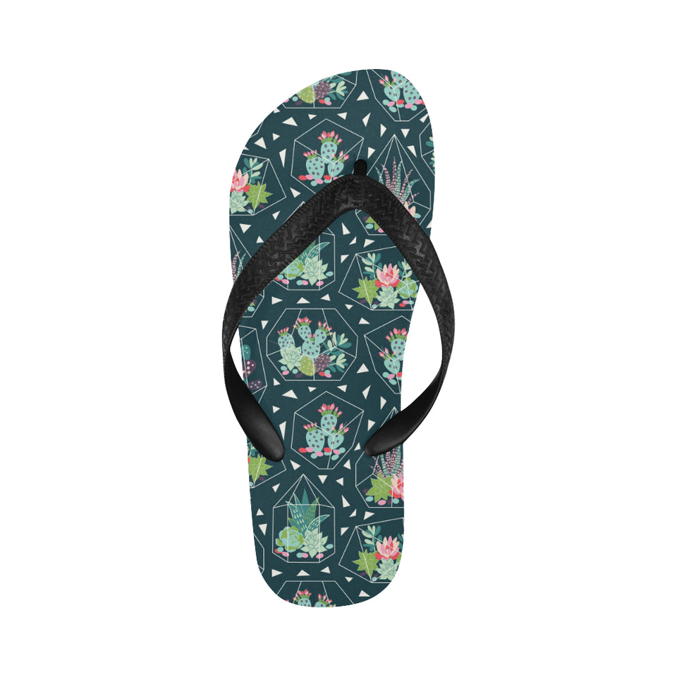 Cactus glass terrarium pattern Unisex Flip Flops