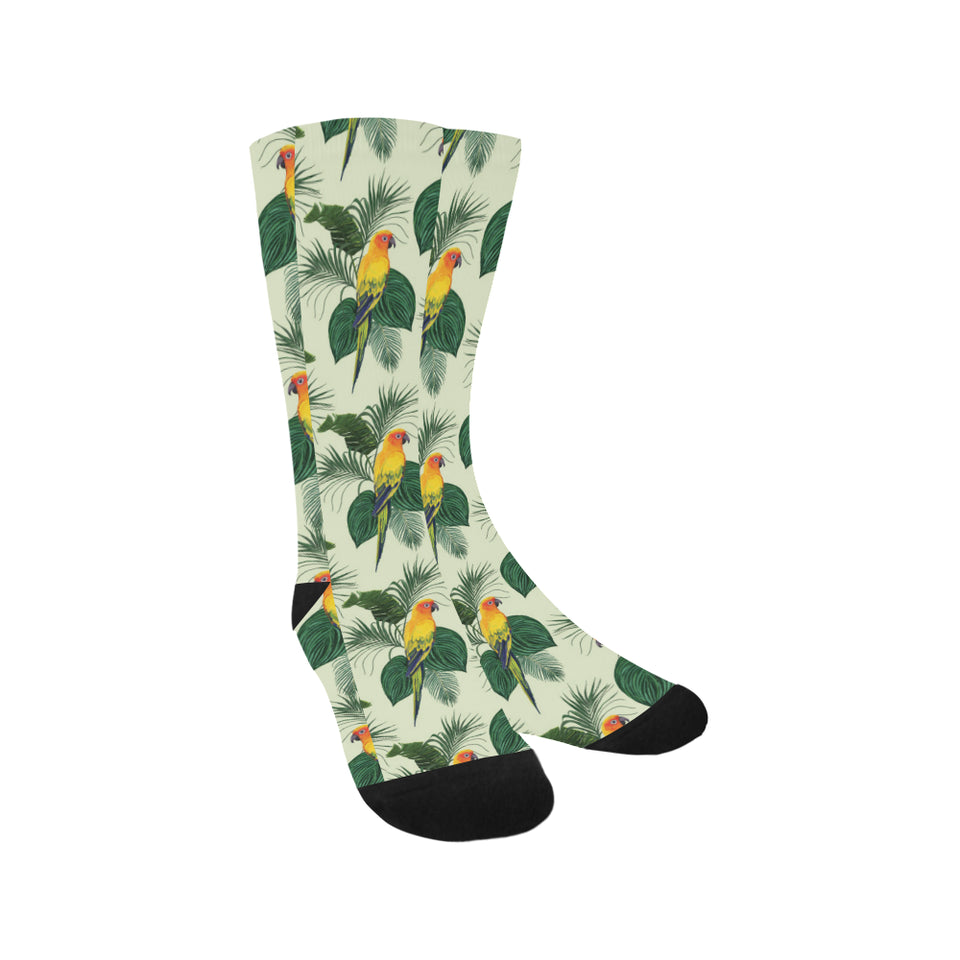 Beautiful parrot palm leaves pattern Crew Socks
